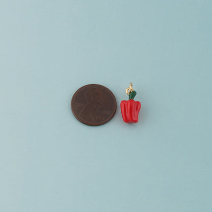 Gold Bell Pepper Charms,18K Gold Filled Enamel Bell Pepper Pendant,Kawaii Charm Bracelet Necklace for DIY Jewelry Making Supply
