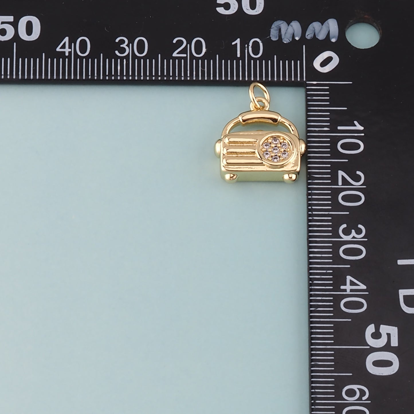 18K Gold Filled Radio Pendant,CZ Micro Pave Radio Charm Bracelet Necklace for DIY Jewelry Making Supply