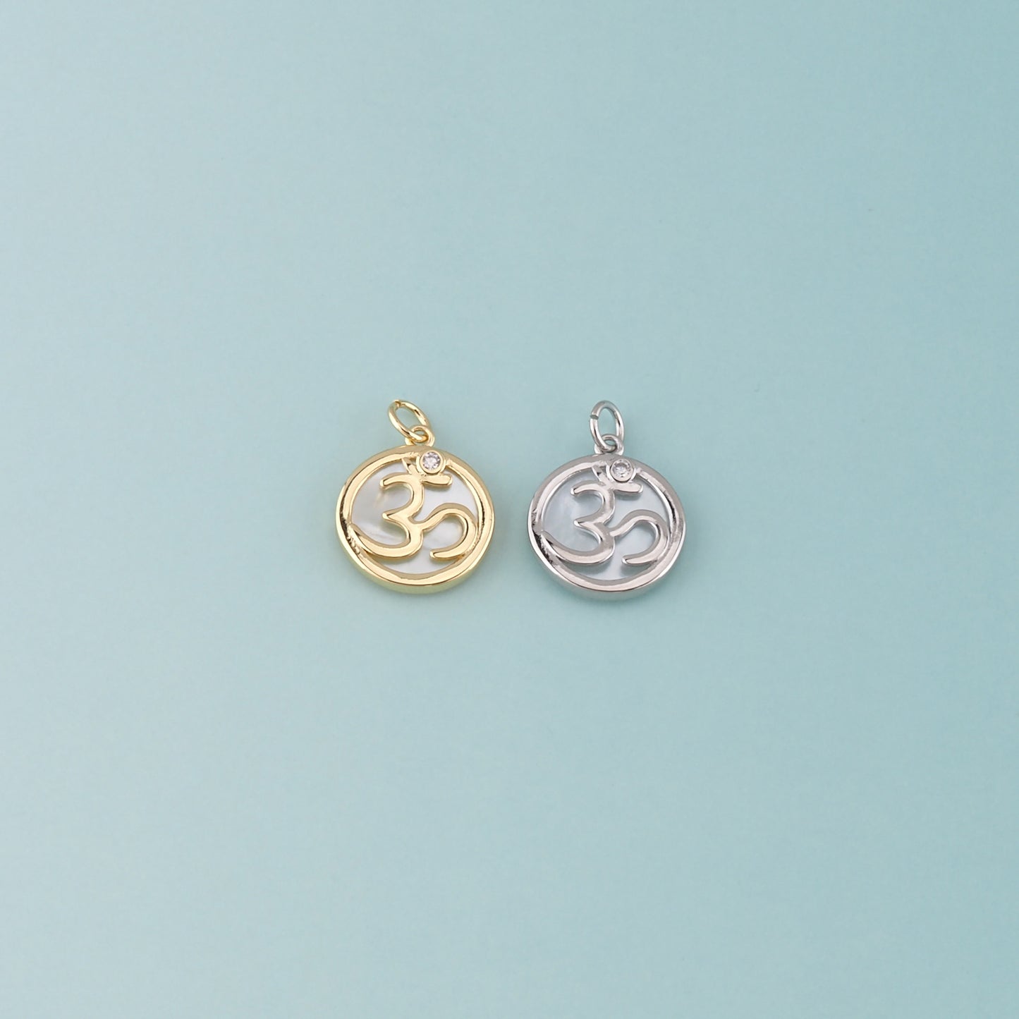 18K Gold Filled Om Pendant,Yoga Charm Bracelet Necklace for DIY Jewelry Making Supply