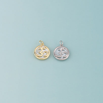 18K Gold Filled Om Pendant,Yoga Charm Bracelet Necklace for DIY Jewelry Making Supply