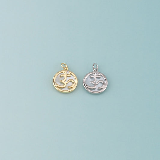 18K Gold Filled Om Pendant,Yoga Charm Bracelet Necklace for DIY Jewelry Making Supply
