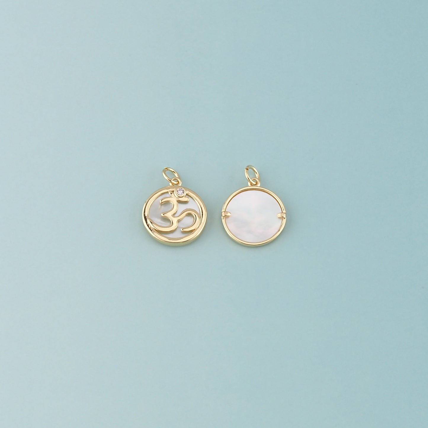 18K Gold Filled Om Pendant,Yoga Charm Bracelet Necklace for DIY Jewelry Making Supply