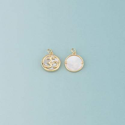 18K Gold Filled Om Pendant,Yoga Charm Bracelet Necklace for DIY Jewelry Making Supply