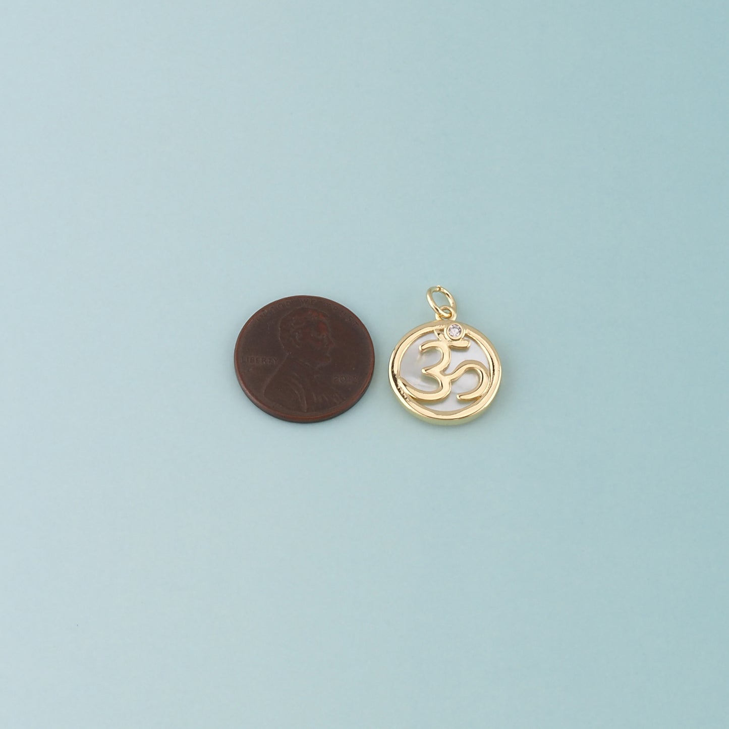 18K Gold Filled Om Pendant,Yoga Charm Bracelet Necklace for DIY Jewelry Making Supply
