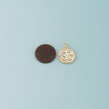 18K Gold Filled Om Pendant,Yoga Charm Bracelet Necklace for DIY Jewelry Making Supply