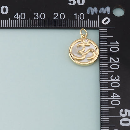 18K Gold Filled Om Pendant,Yoga Charm Bracelet Necklace for DIY Jewelry Making Supply