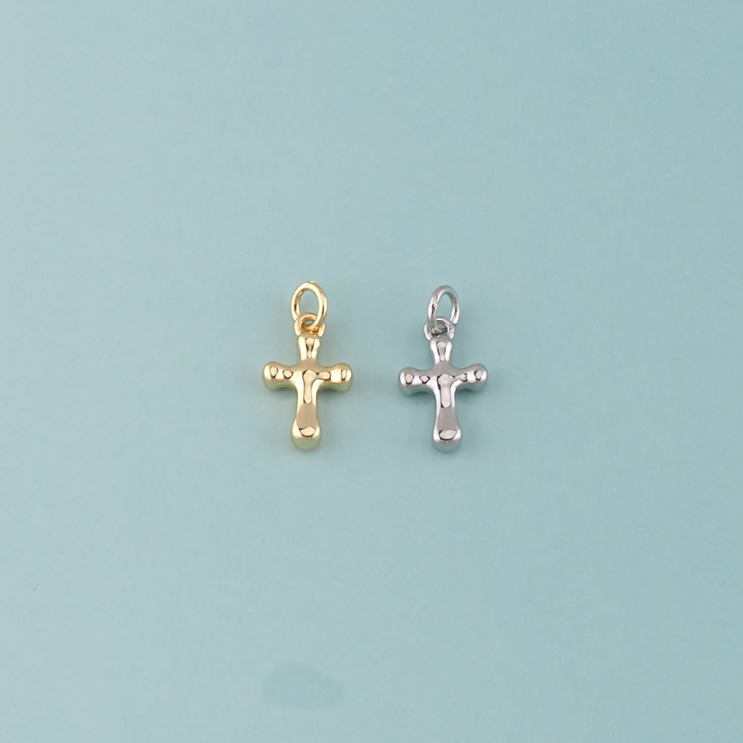 Gold Cross Charms,18K Gold Filled Cross Pendant,Religion Charm Bracelet Necklace for DIY Jewelry Making Supply