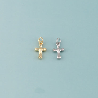 Gold Cross Charms,18K Gold Filled Cross Pendant,Religion Charm Bracelet Necklace for DIY Jewelry Making Supply