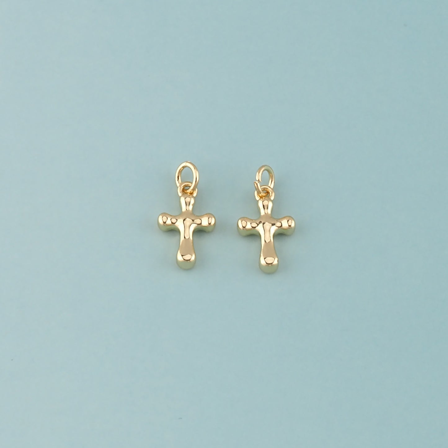 Gold Cross Charms,18K Gold Filled Cross Pendant,Religion Charm Bracelet Necklace for DIY Jewelry Making Supply