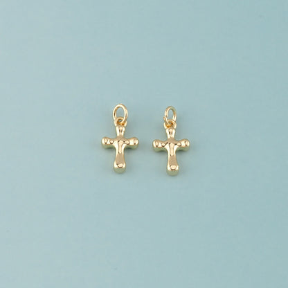 Gold Cross Charms,18K Gold Filled Cross Pendant,Religion Charm Bracelet Necklace for DIY Jewelry Making Supply