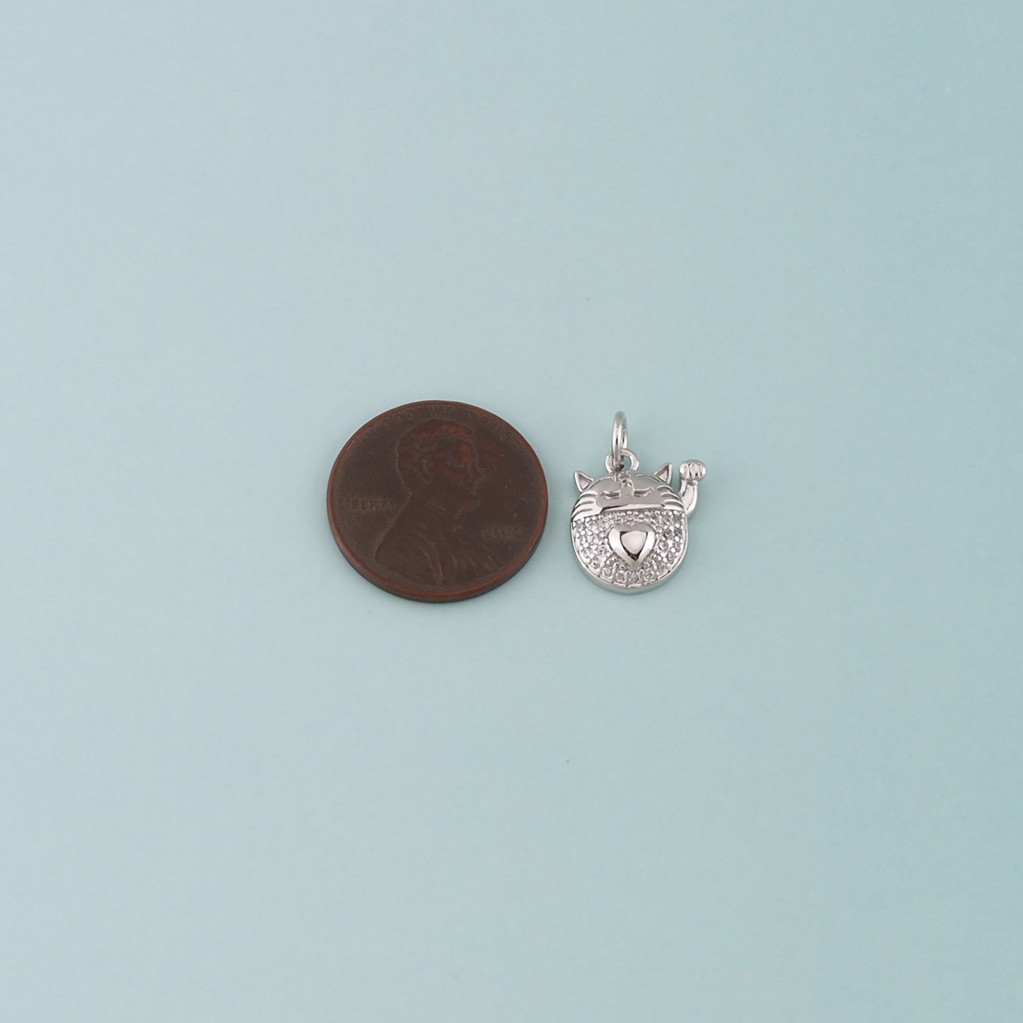 18K Gold Filled Lucky Cat Pendant,CZ Micro Pave Lucky Cat Charm Bracelet Necklace for DIY Jewelry Making Supply
