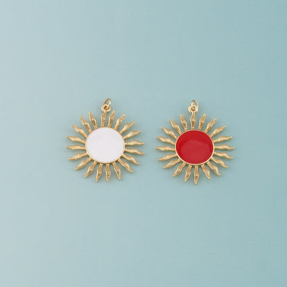 Gold Sun Charms,18K Gold Filled Sun Pendant,Enamel Celestial Charm Bracelet Necklace for DIY Jewelry Making Supply