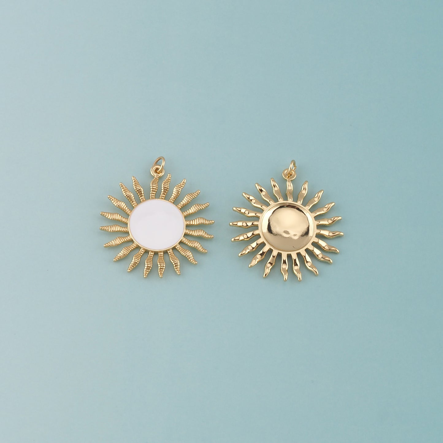 Gold Sun Charms,18K Gold Filled Sun Pendant,Enamel Celestial Charm Bracelet Necklace for DIY Jewelry Making Supply