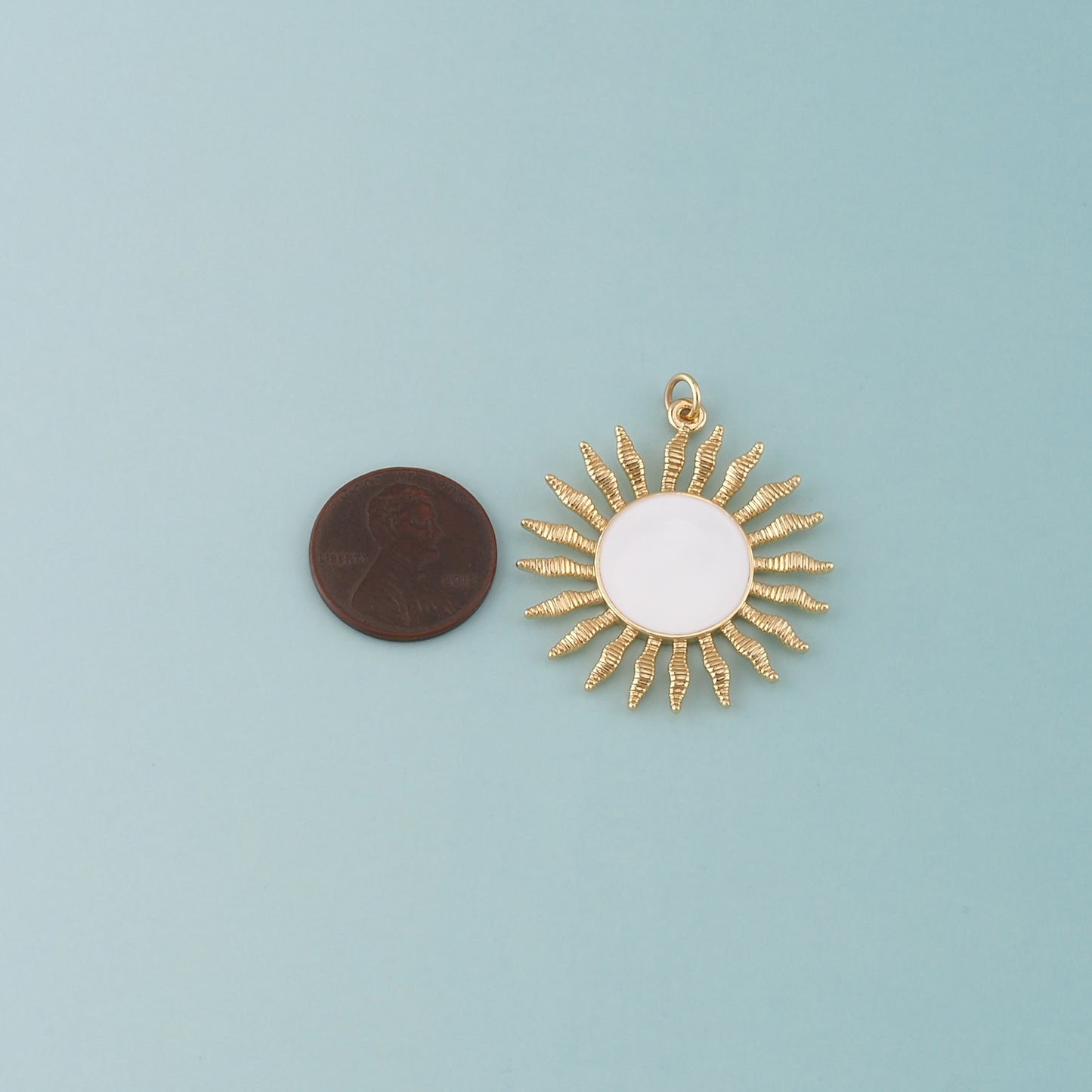 Gold Sun Charms,18K Gold Filled Sun Pendant,Enamel Celestial Charm Bracelet Necklace for DIY Jewelry Making Supply