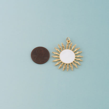 Gold Sun Charms,18K Gold Filled Sun Pendant,Enamel Celestial Charm Bracelet Necklace for DIY Jewelry Making Supply