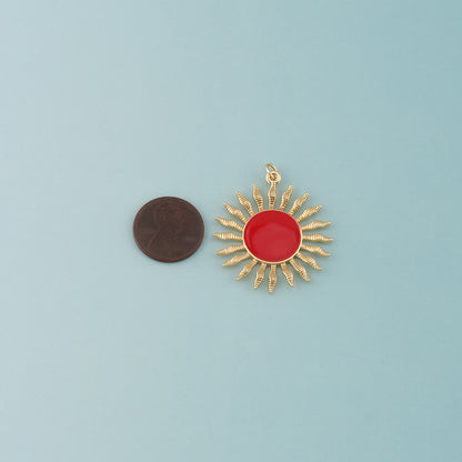 Gold Sun Charms,18K Gold Filled Sun Pendant,Enamel Celestial Charm Bracelet Necklace for DIY Jewelry Making Supply