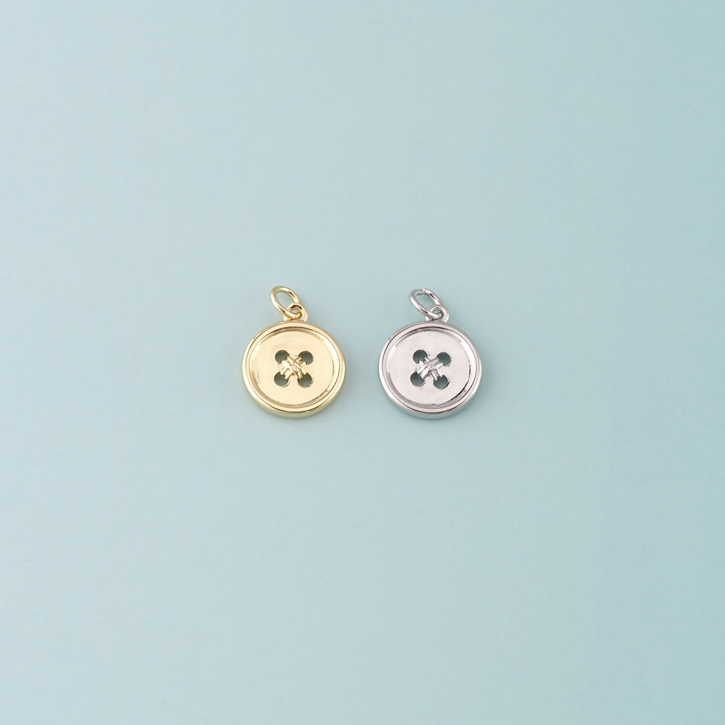 18K Gold Filled Buttons Pendant,Dainty Buttons Charm Bracelet Necklace for DIY Jewelry Making Supply