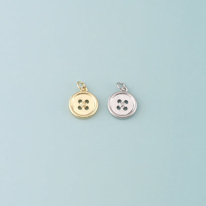 18K Gold Filled Buttons Pendant,Dainty Buttons Charm Bracelet Necklace for DIY Jewelry Making Supply