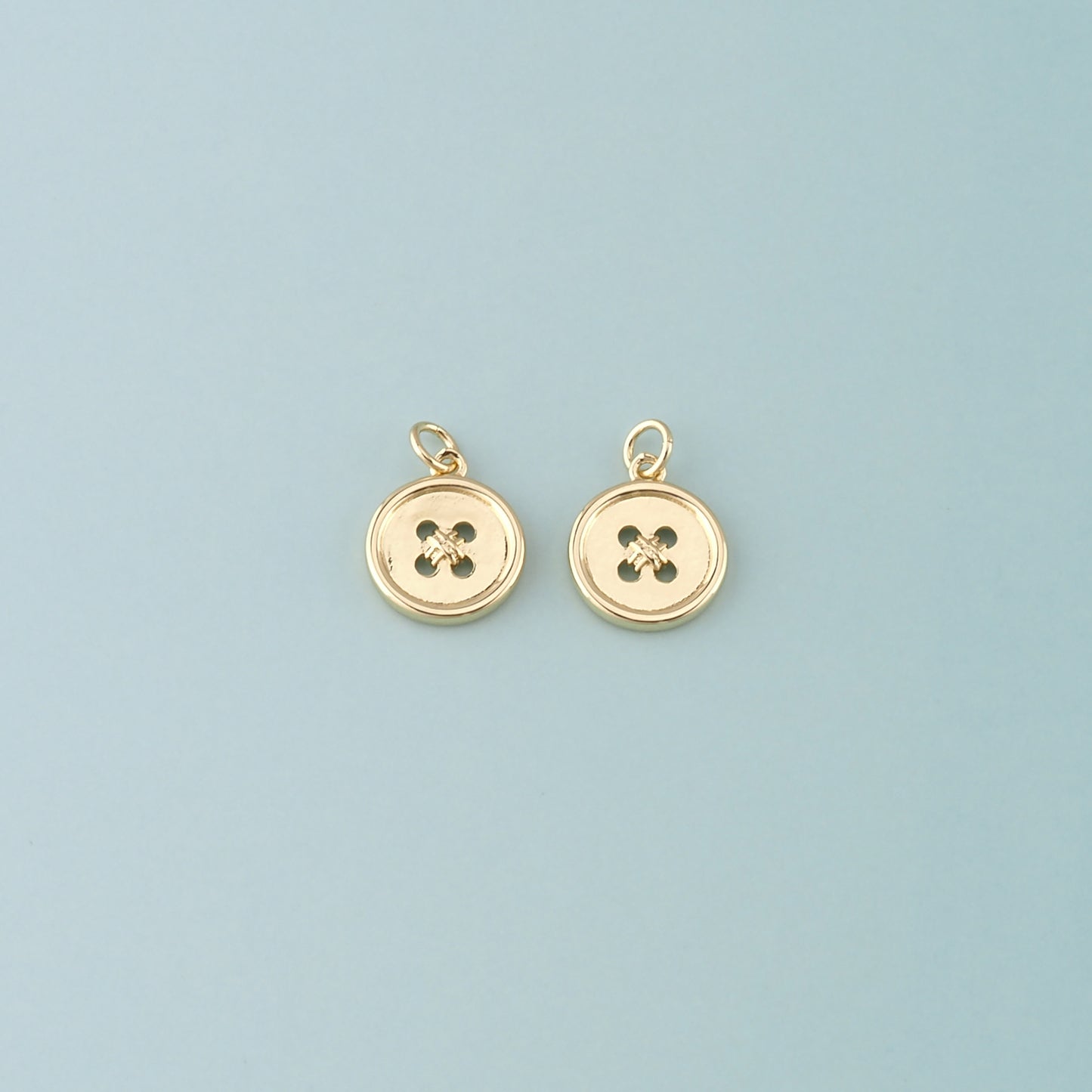 18K Gold Filled Buttons Pendant,Dainty Buttons Charm Bracelet Necklace for DIY Jewelry Making Supply