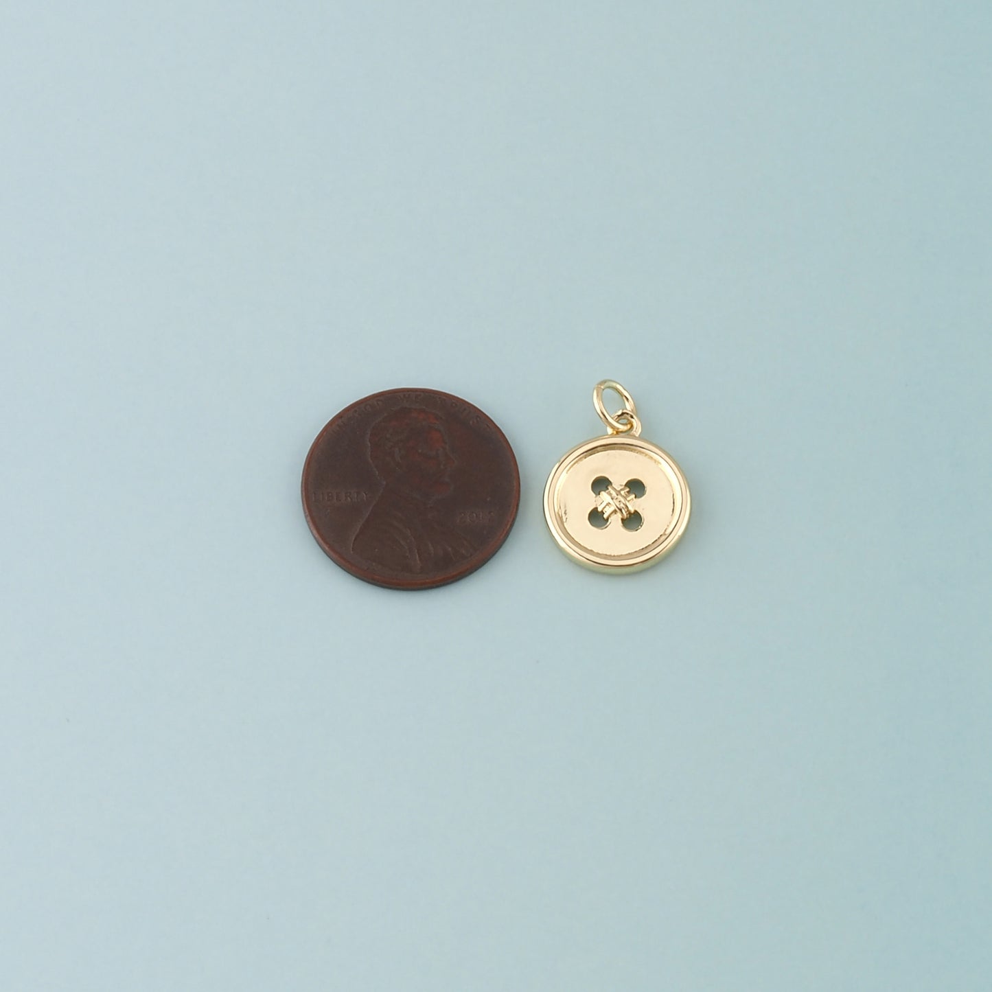 18K Gold Filled Buttons Pendant,Dainty Buttons Charm Bracelet Necklace for DIY Jewelry Making Supply