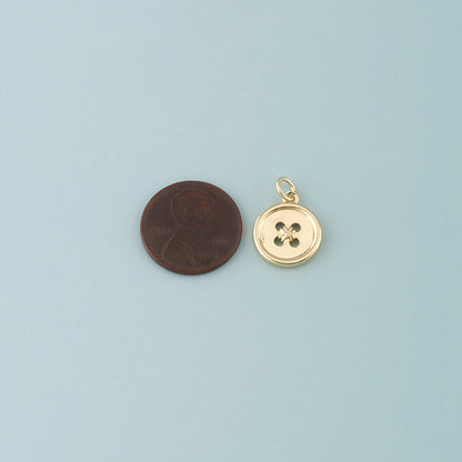 18K Gold Filled Buttons Pendant,Dainty Buttons Charm Bracelet Necklace for DIY Jewelry Making Supply