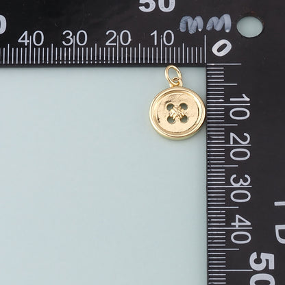 18K Gold Filled Buttons Pendant,Dainty Buttons Charm Bracelet Necklace for DIY Jewelry Making Supply