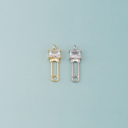 18K Gold Filled Rectangle Pendant,Dainty Rectangle Charm Bracelet Necklace for DIY Jewelry Making Supply