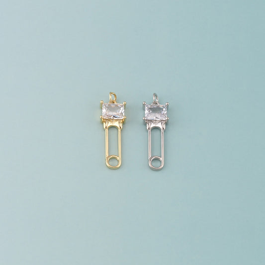 18K Gold Filled Rectangle Pendant,Dainty Rectangle Charm Bracelet Necklace for DIY Jewelry Making Supply