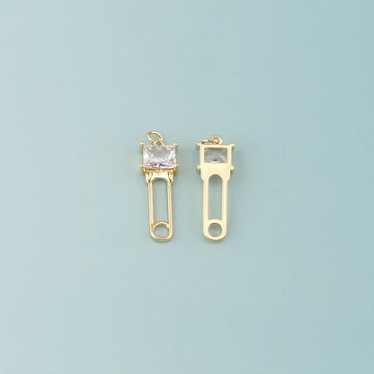 18K Gold Filled Rectangle Pendant,Dainty Rectangle Charm Bracelet Necklace for DIY Jewelry Making Supply