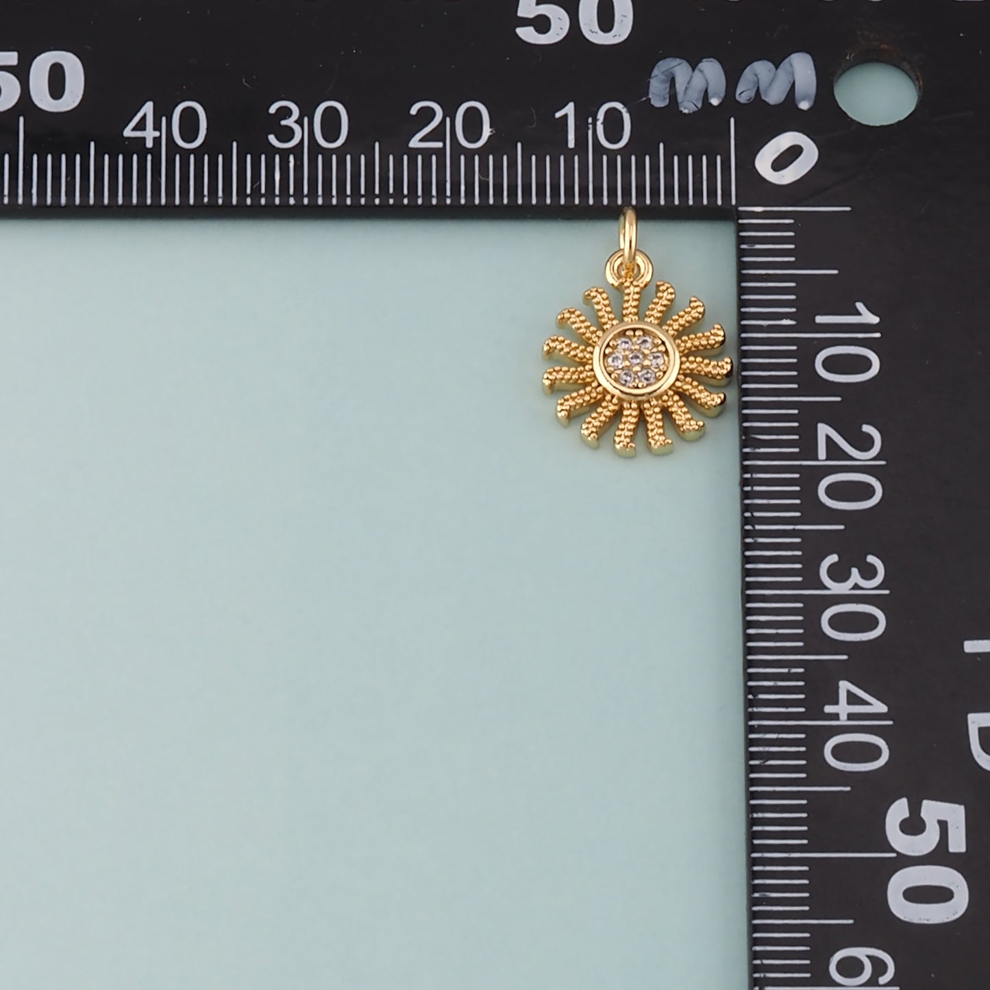 Gold Sun Charms,18K Gold Filled Sun Pendant,CZ Micro Pave Celestial Charm Bracelet Necklace for DIY Jewelry Making Supply