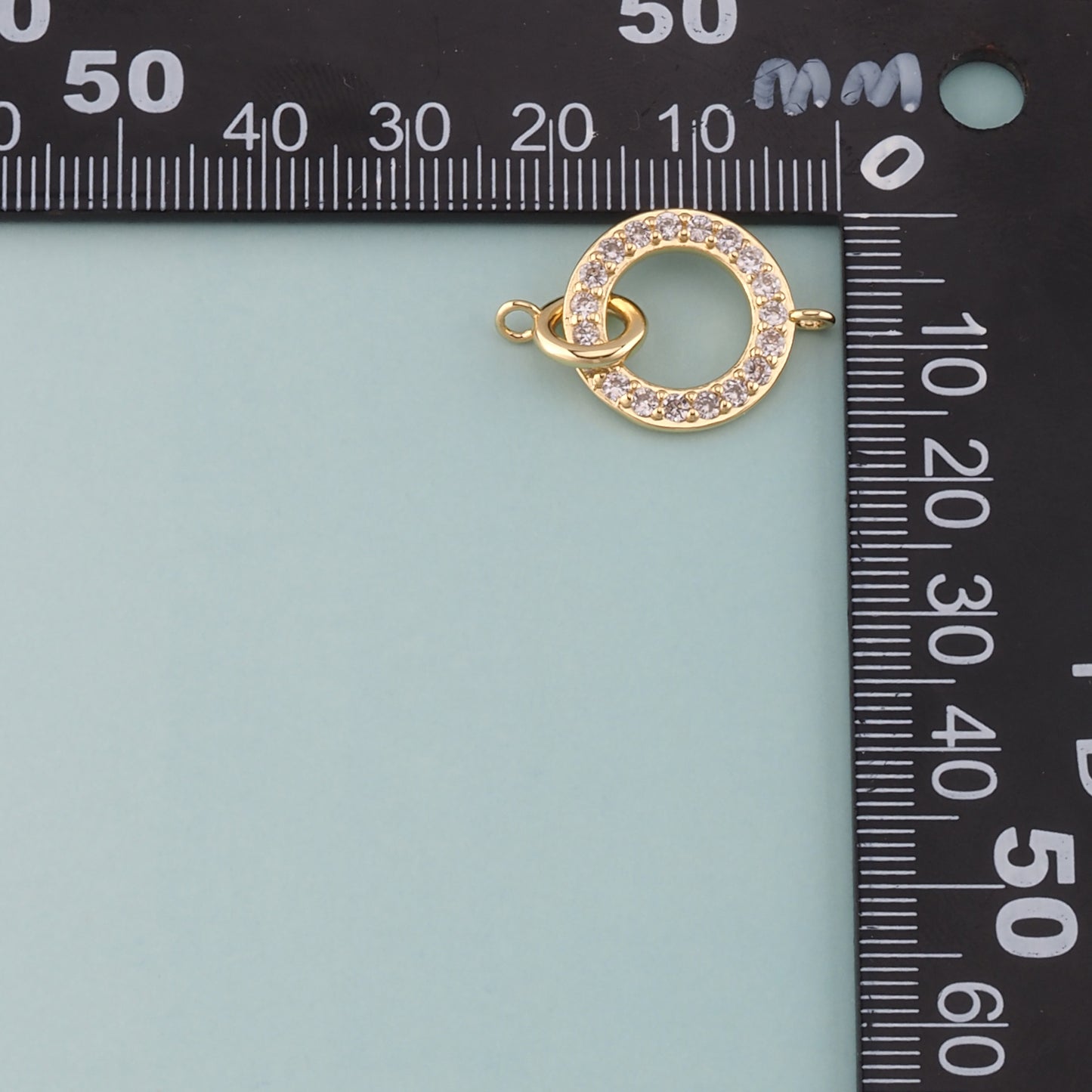 Gold Connector Charm,18K Gold Filled Round Pendant,CZ Micro Pave Round Charm Bracelet Necklace for DIY Jewelry Making Supply