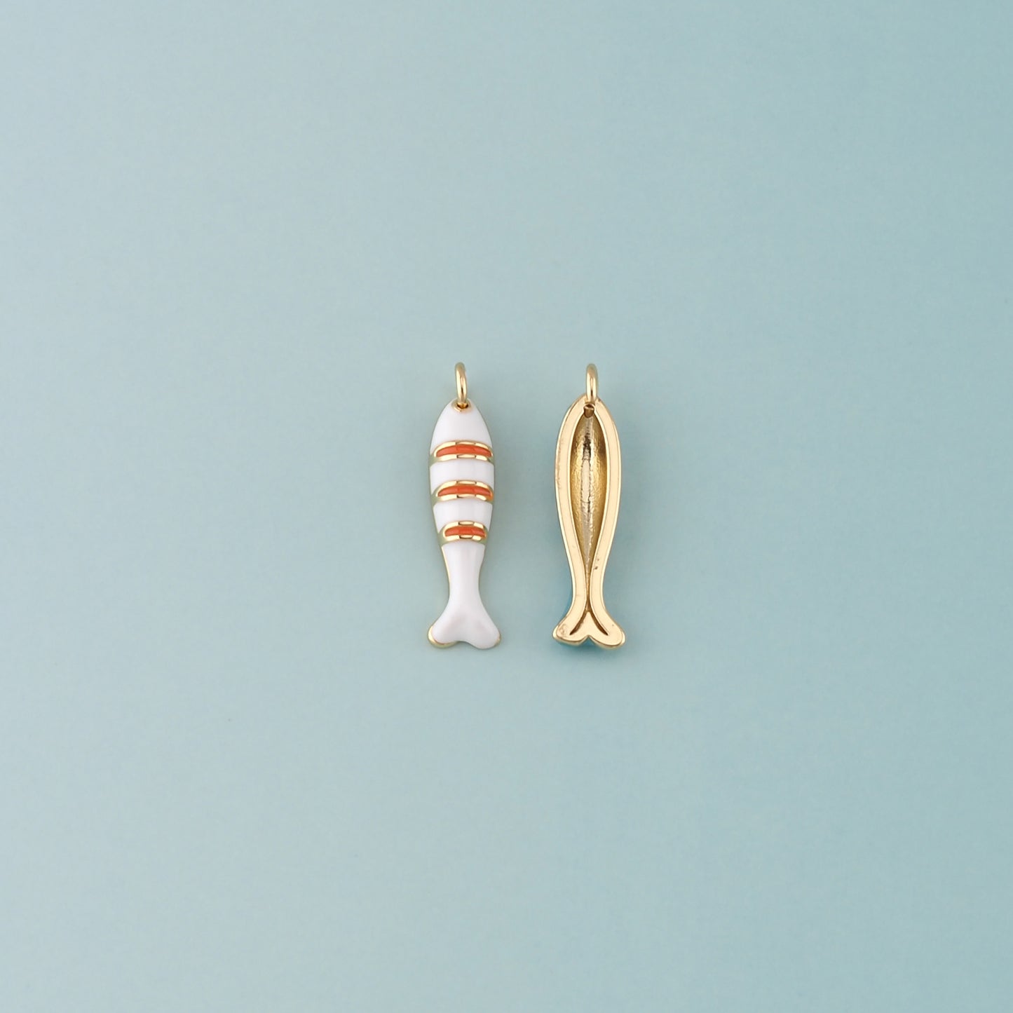 Gold Fish Charms,18K Gold Filled Fish Pendant,Enamel Ocean Charm Bracelet Necklace for DIY Jewelry Making Supply