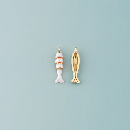 Gold Fish Charms,18K Gold Filled Fish Pendant,Enamel Ocean Charm Bracelet Necklace for DIY Jewelry Making Supply