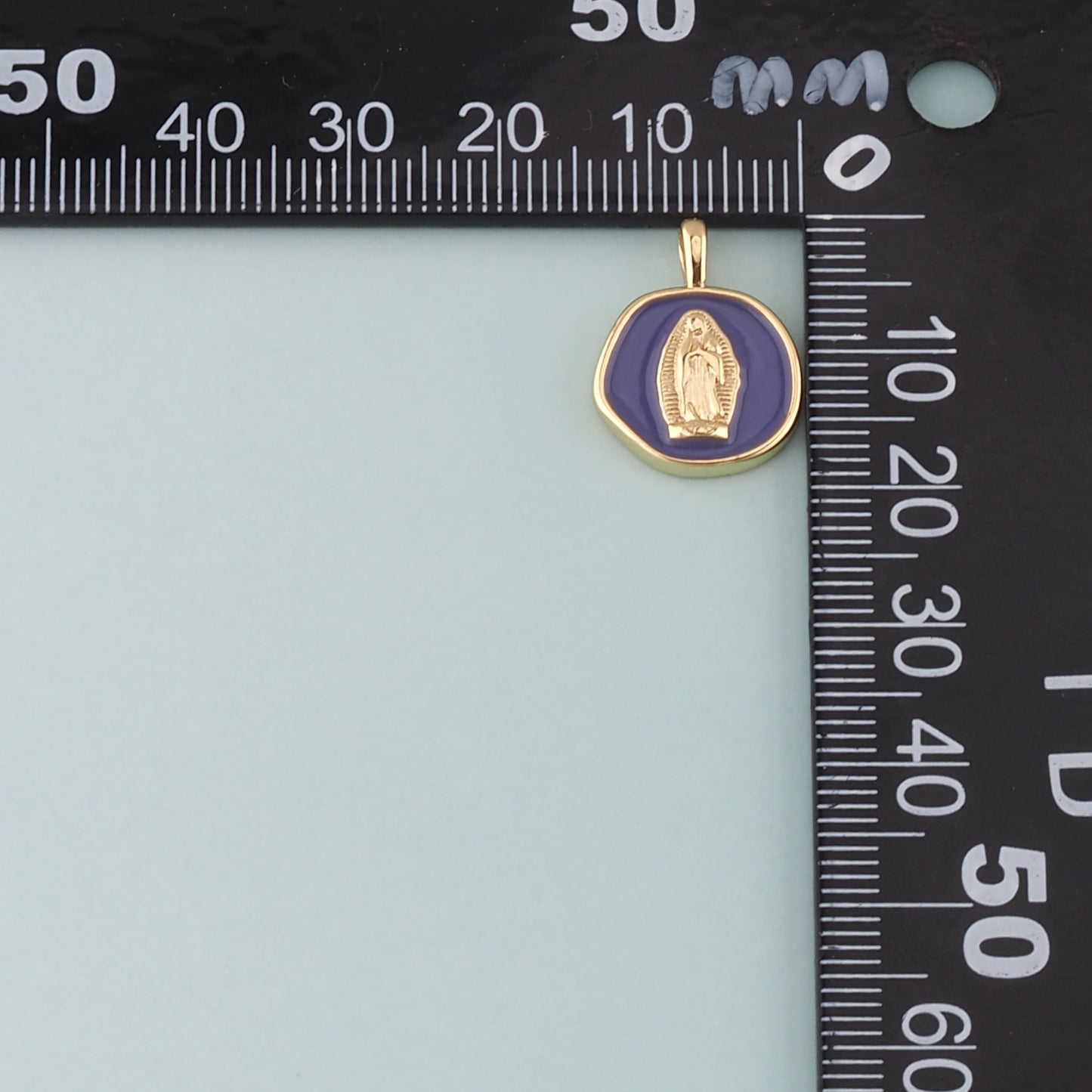 18K Gold Filled Virgin Mary Pendant,Enamel Religion Charm Bracelet Necklace for DIY Jewelry Making Supply