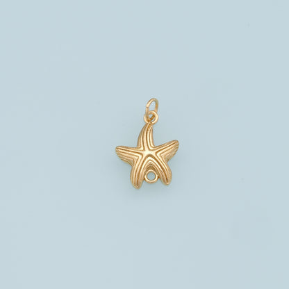 Gold Starfish Connector Charms,18K Gold Filled Starfish Pendant,Starfish Charm Bracelet Necklace for DIY Jewelry Making Supply