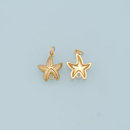 Gold Starfish Connector Charms,18K Gold Filled Starfish Pendant,Starfish Charm Bracelet Necklace for DIY Jewelry Making Supply