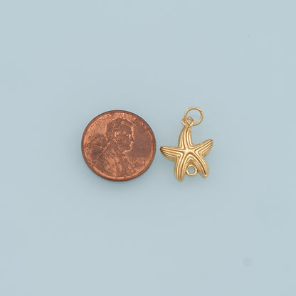 Gold Starfish Connector Charms,18K Gold Filled Starfish Pendant,Starfish Charm Bracelet Necklace for DIY Jewelry Making Supply