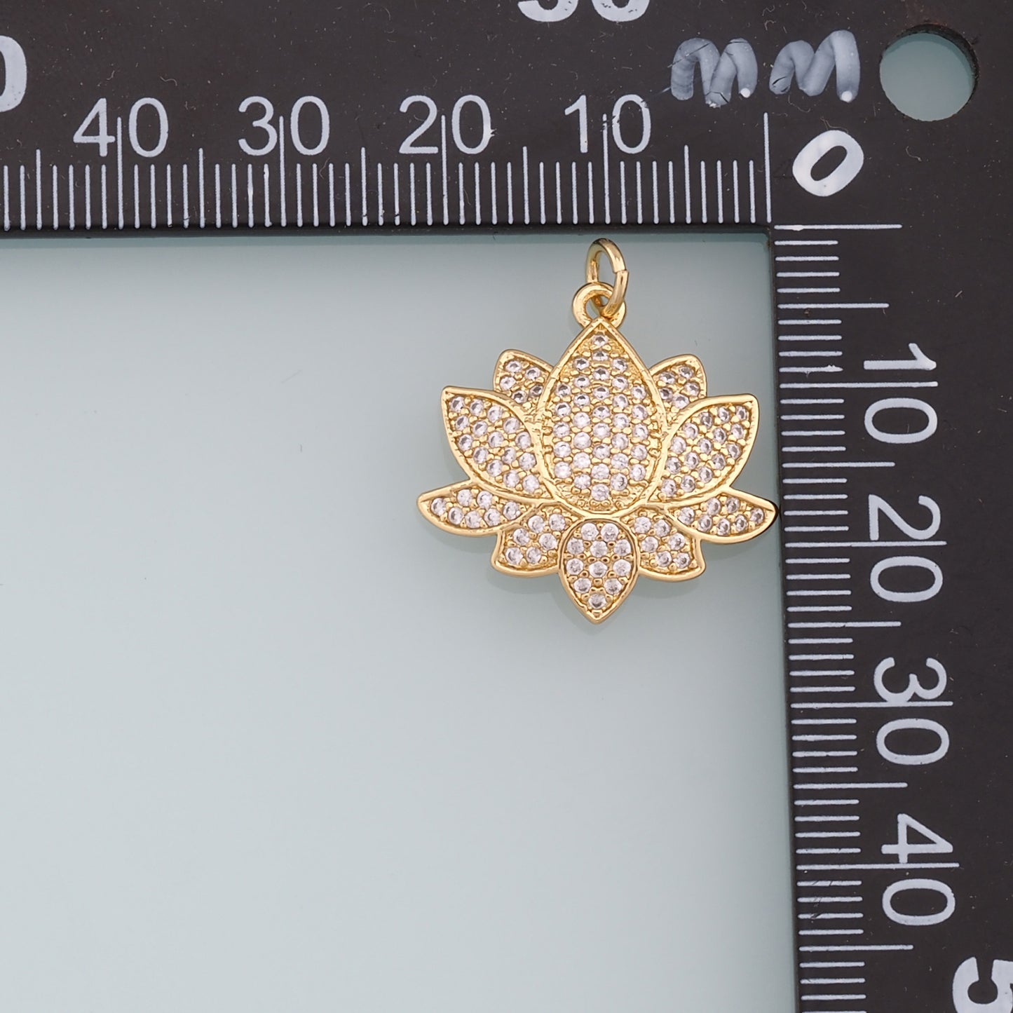 Gold Lotus Charms,18K Gold Filled Lotus Pendant,CZ Micro Pave Lotus Charm Bracelet Necklace for DIY Jewelry Making Supply