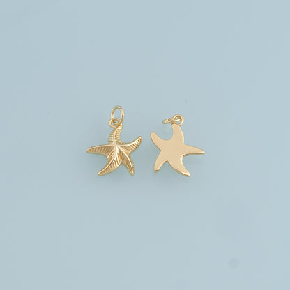 Gold Starfish Charms,18K Gold Filled Sea Star Pendant,Starfish Charm Bracelet Necklace for DIY Jewelry Making Supply