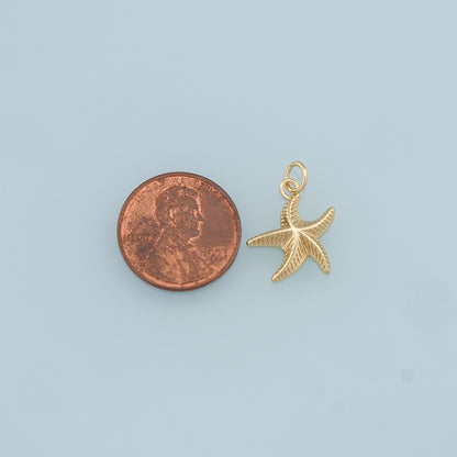 Gold Starfish Charms,18K Gold Filled Sea Star Pendant,Starfish Charm Bracelet Necklace for DIY Jewelry Making Supply