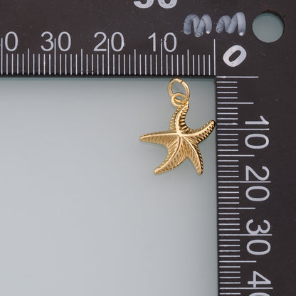 Gold Starfish Charms,18K Gold Filled Sea Star Pendant,Starfish Charm Bracelet Necklace for DIY Jewelry Making Supply