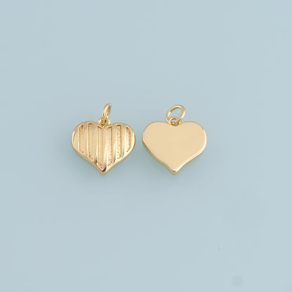 18K Gold Filled Heart Pendant,Dainty Heart Charm Bracelet Necklace for DIY Jewelry Making Supply