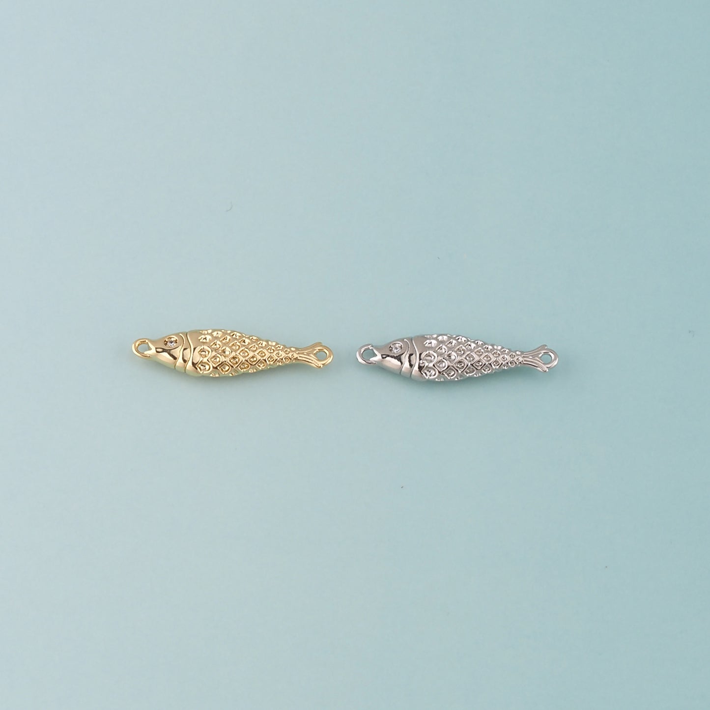 Gold Fish Connector,18K Gold Filled Fish Pendant,Ocean Charm Bracelet Necklace for DIY Jewelry Making Supply