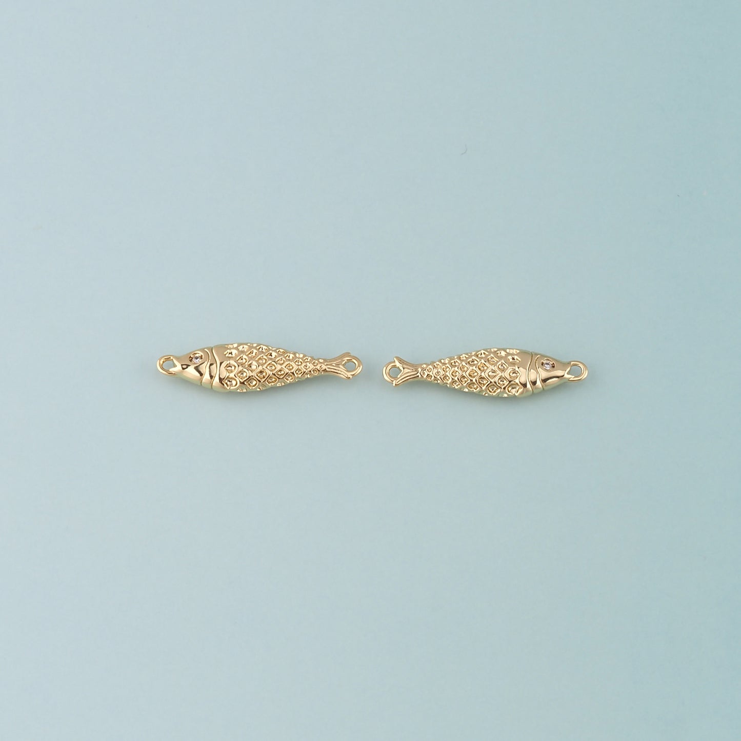 Gold Fish Connector,18K Gold Filled Fish Pendant,Ocean Charm Bracelet Necklace for DIY Jewelry Making Supply