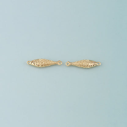 Gold Fish Connector,18K Gold Filled Fish Pendant,Ocean Charm Bracelet Necklace for DIY Jewelry Making Supply