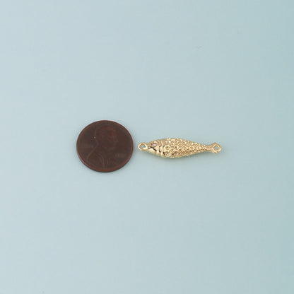 Gold Fish Connector,18K Gold Filled Fish Pendant,Ocean Charm Bracelet Necklace for DIY Jewelry Making Supply