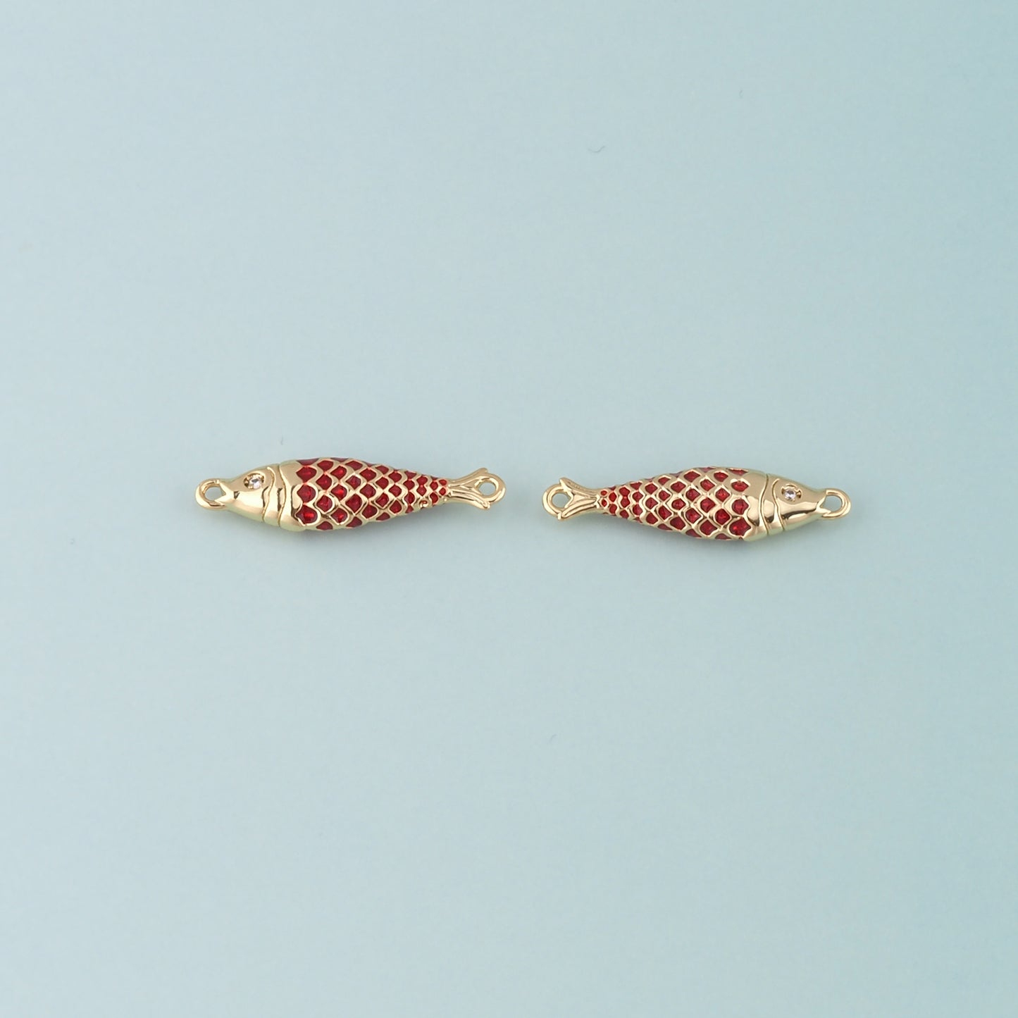 Gold Fish Connector,18K Gold Filled Fish Pendant,Enamel Ocean Charm Bracelet Necklace for DIY Jewelry Making Supply