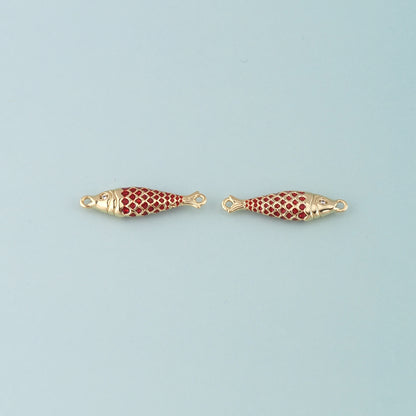 Gold Fish Connector,18K Gold Filled Fish Pendant,Enamel Ocean Charm Bracelet Necklace for DIY Jewelry Making Supply