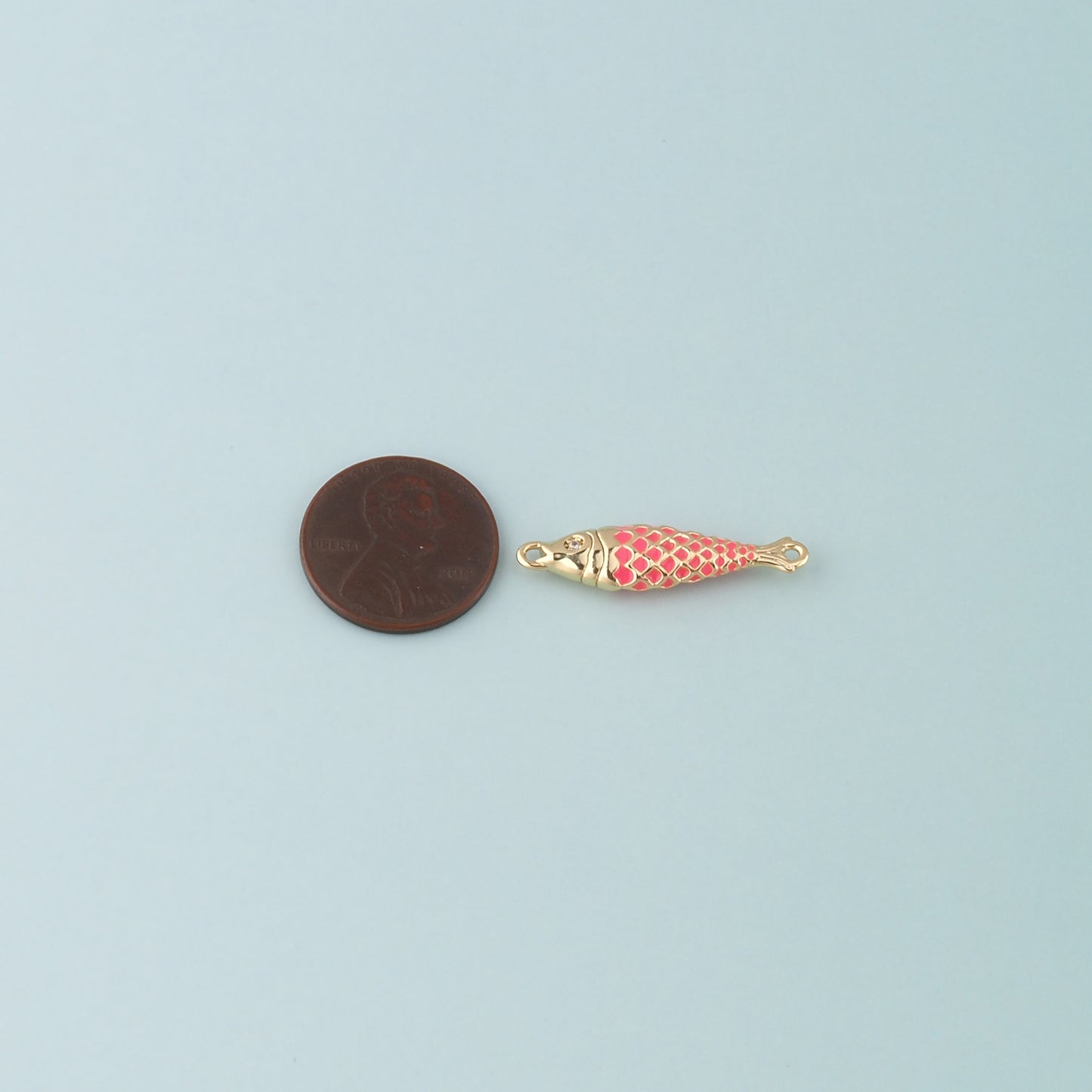 Gold Fish Connector,18K Gold Filled Fish Pendant,Enamel Ocean Charm Bracelet Necklace for DIY Jewelry Making Supply