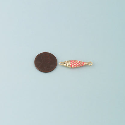 Gold Fish Connector,18K Gold Filled Fish Pendant,Enamel Ocean Charm Bracelet Necklace for DIY Jewelry Making Supply